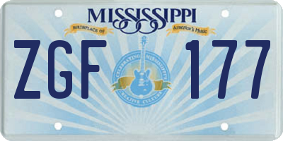 MS license plate ZGF177