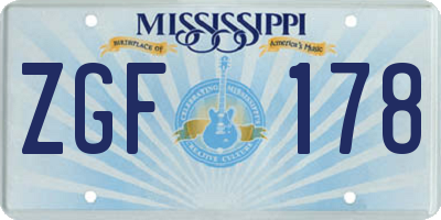 MS license plate ZGF178