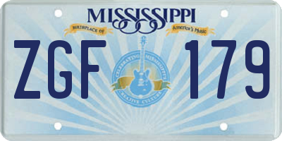 MS license plate ZGF179
