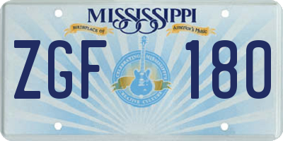 MS license plate ZGF180