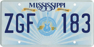 MS license plate ZGF183