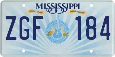 MS license plate ZGF184