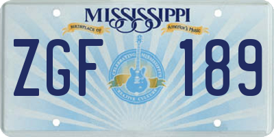 MS license plate ZGF189