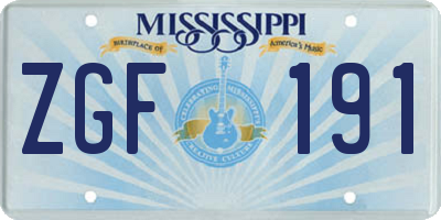 MS license plate ZGF191
