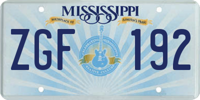 MS license plate ZGF192