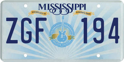 MS license plate ZGF194