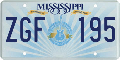 MS license plate ZGF195