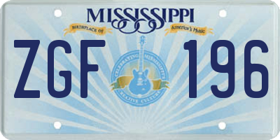 MS license plate ZGF196
