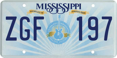 MS license plate ZGF197