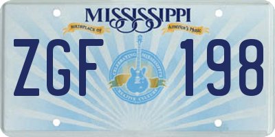 MS license plate ZGF198