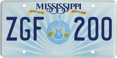 MS license plate ZGF200
