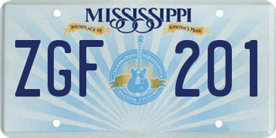 MS license plate ZGF201