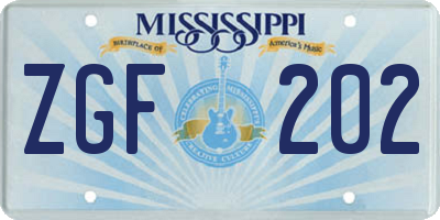 MS license plate ZGF202