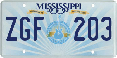 MS license plate ZGF203