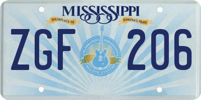 MS license plate ZGF206