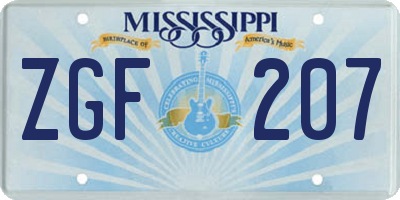 MS license plate ZGF207