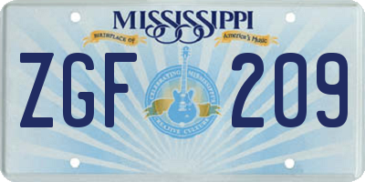 MS license plate ZGF209