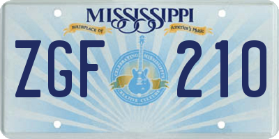 MS license plate ZGF210