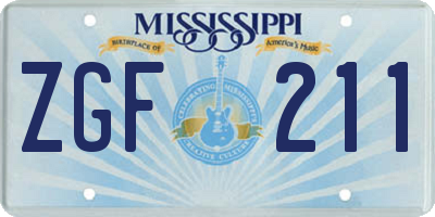 MS license plate ZGF211