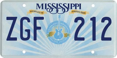MS license plate ZGF212