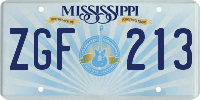 MS license plate ZGF213