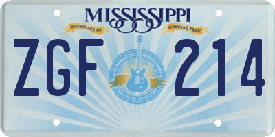 MS license plate ZGF214