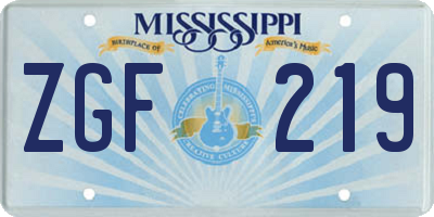 MS license plate ZGF219