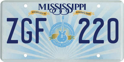 MS license plate ZGF220