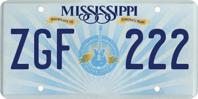 MS license plate ZGF222
