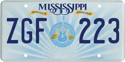 MS license plate ZGF223