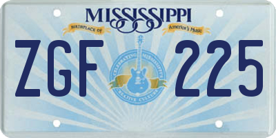 MS license plate ZGF225