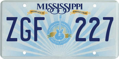 MS license plate ZGF227