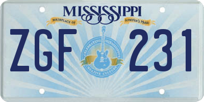 MS license plate ZGF231