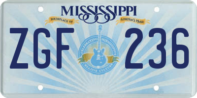 MS license plate ZGF236