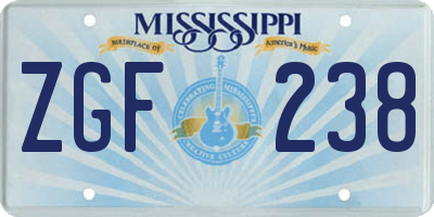 MS license plate ZGF238