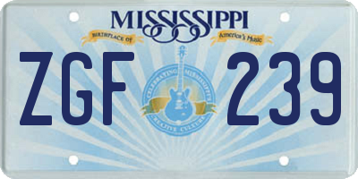 MS license plate ZGF239