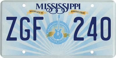 MS license plate ZGF240