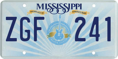 MS license plate ZGF241