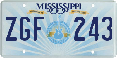 MS license plate ZGF243