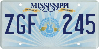 MS license plate ZGF245