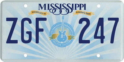MS license plate ZGF247