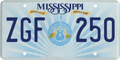 MS license plate ZGF250