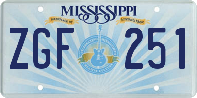 MS license plate ZGF251