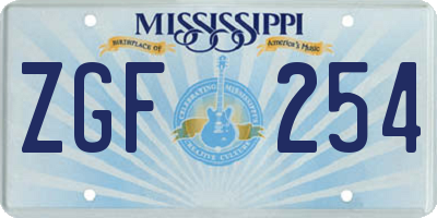 MS license plate ZGF254