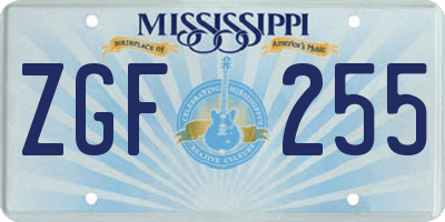 MS license plate ZGF255