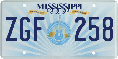 MS license plate ZGF258