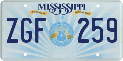 MS license plate ZGF259