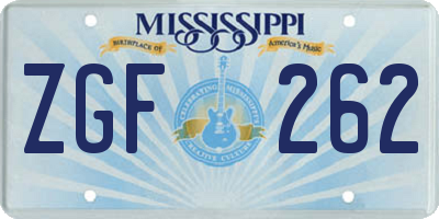 MS license plate ZGF262