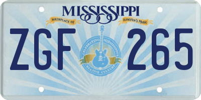 MS license plate ZGF265
