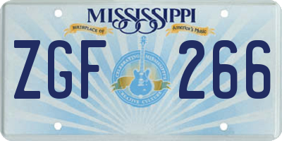 MS license plate ZGF266
